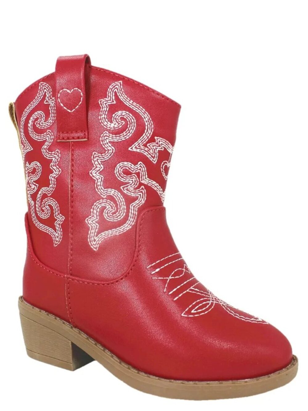 Big Girls Cowboy Boots Size 13 1 or 2 Faux Leather Bright Red